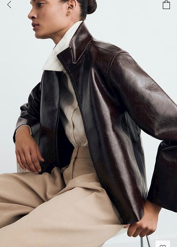 Mango perkins yaka dokulu ceket - Görsel 6