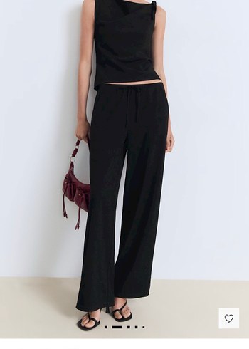 Mango bağcıklı düz kesim pantolon - Görsel 3