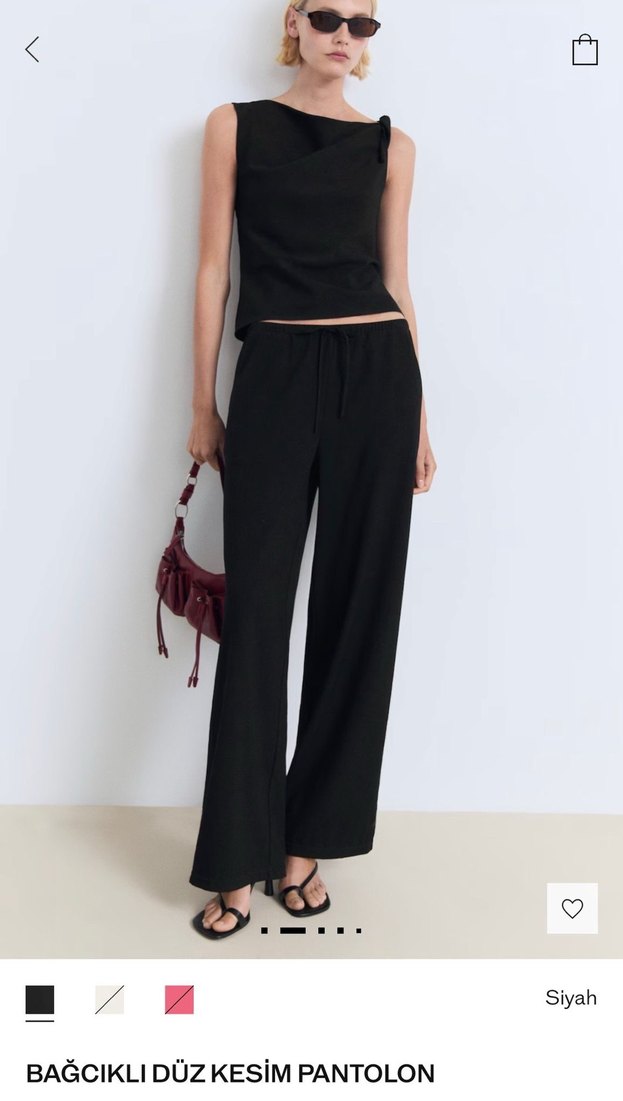 Mango bağcıklı düz kesim pantolon - Görsel 3
