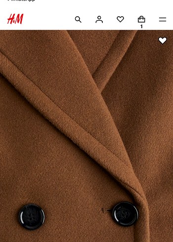 H&M maksi Kahverengi Çift Düğmeli Kaban XS beden mevcuttur - Görsel 2