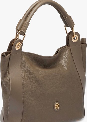 Tergan %100 Bej Deri Kadın El Çantası - Görsel 3