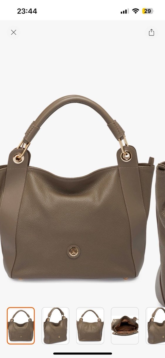 Tergan  %100 Bej Deri Kadın El Çantası - Görsel 2