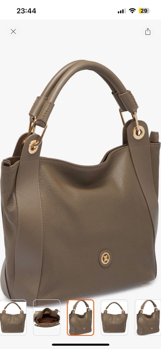 Tergan  %100 Bej Deri Kadın El Çantası - Görsel 5