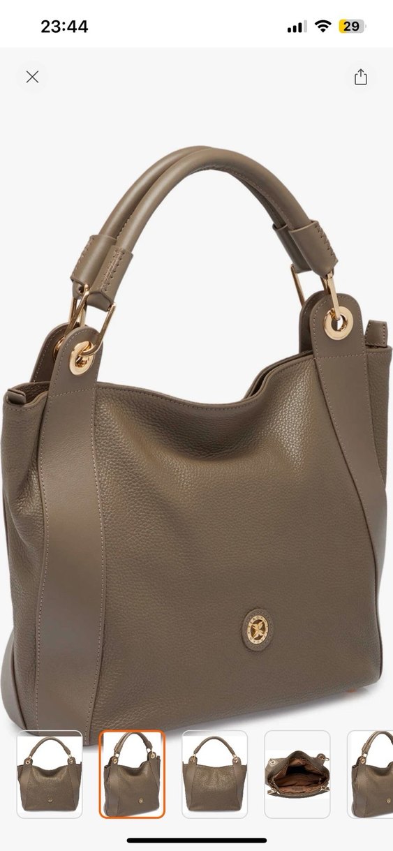 Tergan  %100 Bej Deri Kadın El Çantası - Görsel 3