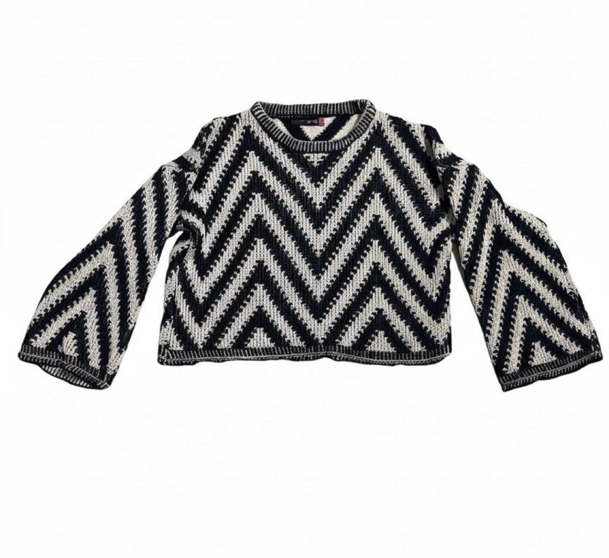 Zebra Desenli Siyah Triko Kadın Kazak - Görsel 3