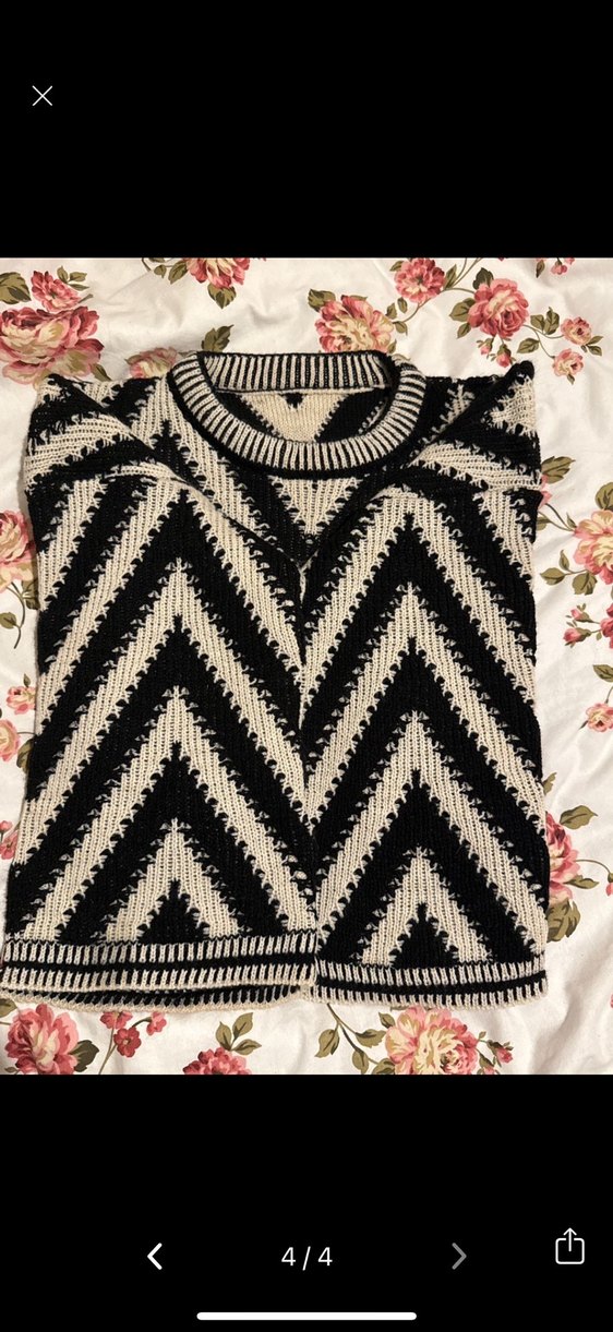 Zebra Desenli Siyah Triko Kadın Kazak - Görsel 4