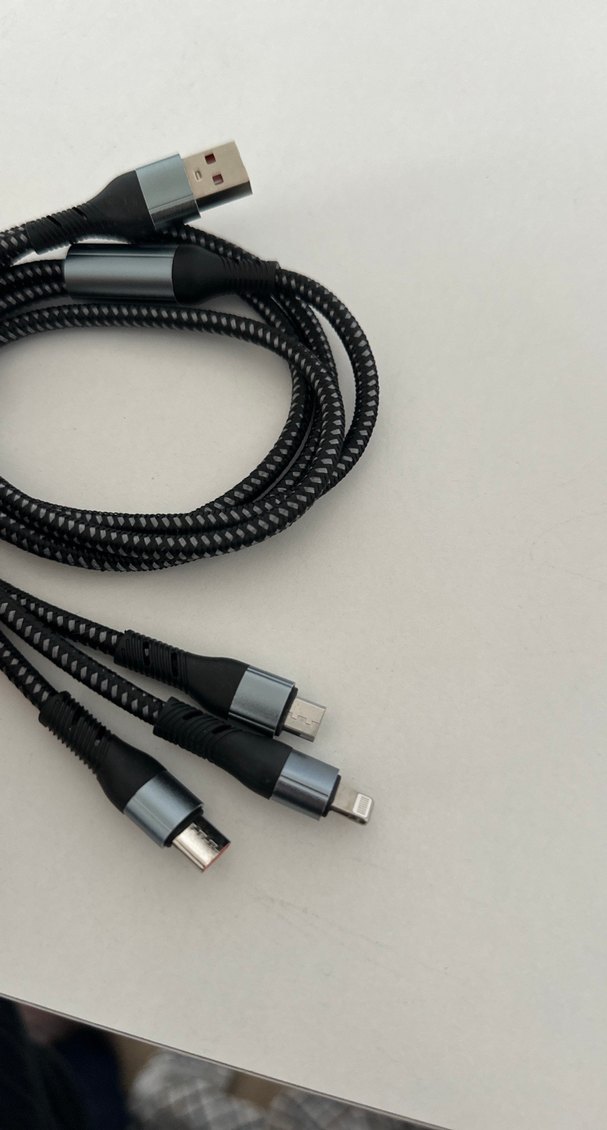 Gri Çoklu Üç Başlı Hızlı Telefon Şarj Kablosu - Görsel 3