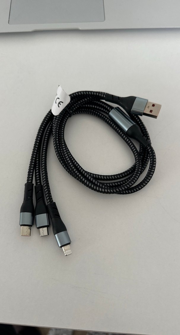 Gri Çoklu Üç Başlı Hızlı Telefon Şarj Kablosu - Görsel 2