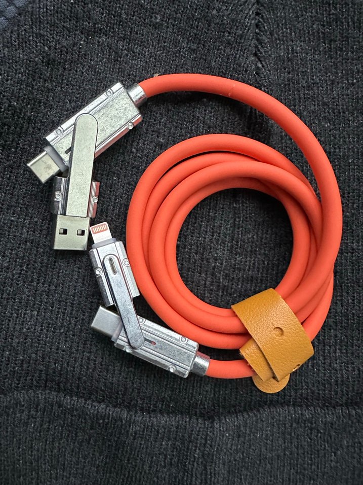 100W Turuncu Renkli Çoklu Uçlu Telefon Şarj Kablosu - Görsel 2