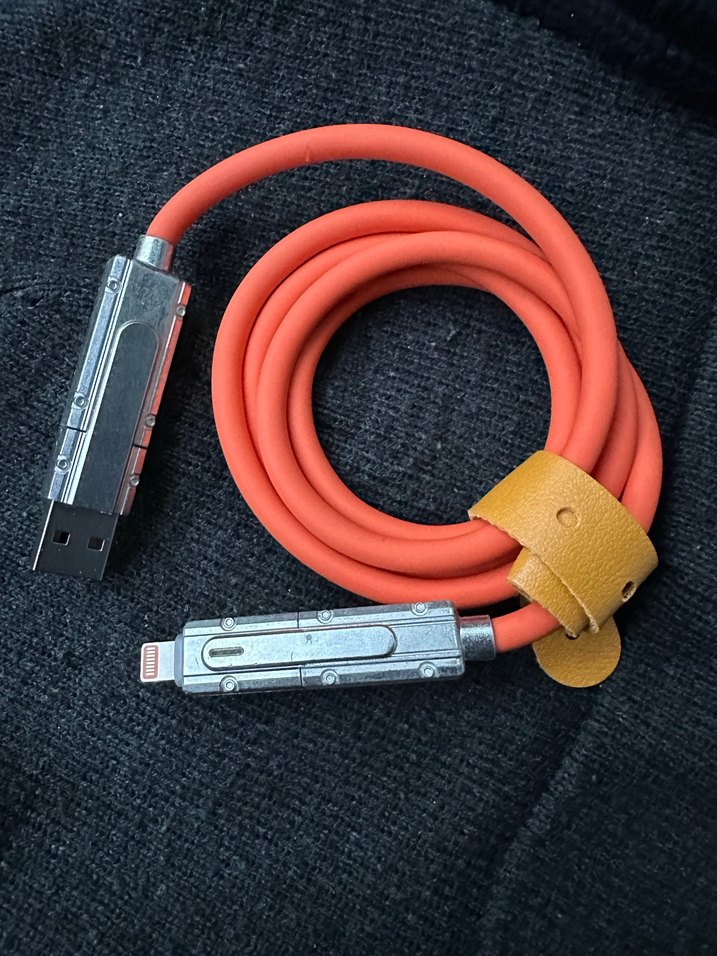 100W Turuncu Renkli Çoklu Uçlu Telefon Şarj Kablosu - Görsel 4