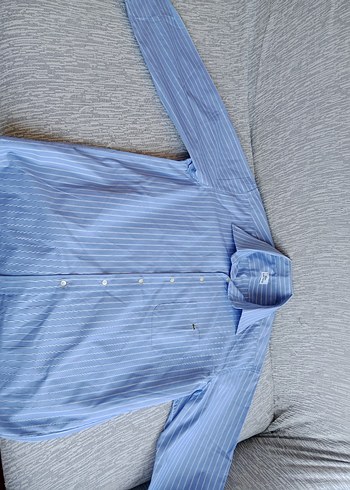 Lacoste Mavi Kısa Kollu Keten Gömlek - Görsel 10