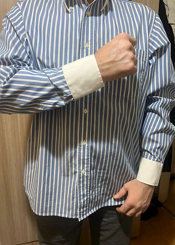 Lacoste Mavi Çizgili Pamuklu Erkek Gömlek - Görsel 3