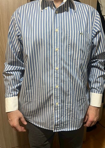 Lacoste Mavi Çizgili Pamuklu Erkek Gömlek - Görsel 2