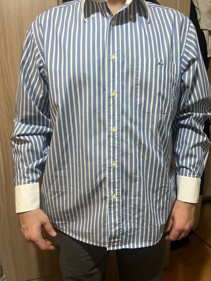 Lacoste Mavi Çizgili Pamuklu Erkek Gömlek - Görsel 2