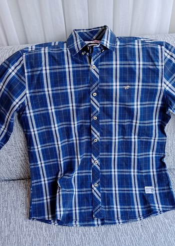 Mavi Kareli Kısa Kollu Erkek Gömlek - Görsel 7