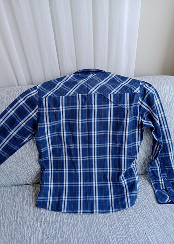 Mavi Kareli Kısa Kollu Erkek Gömlek - Görsel 8