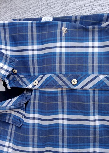 Mavi Kareli Kısa Kollu Erkek Gömlek - Görsel 5