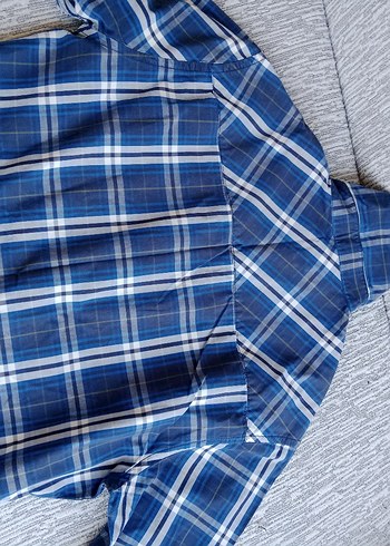 Mavi Kareli Kısa Kollu Erkek Gömlek - Görsel 11