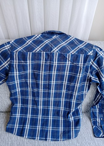 Mavi Kareli Kısa Kollu Erkek Gömlek - Görsel 10