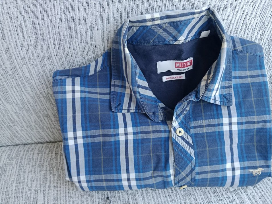 Mavi Kareli Kısa Kollu Erkek Gömlek - Görsel 4