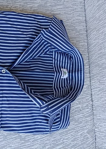 Lacoste Mavi Çizgili Kısa Kollu Erkek Gömlek - Görsel 11