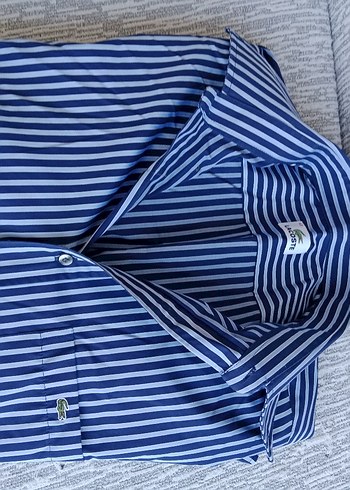 Lacoste Mavi Çizgili Kısa Kollu Erkek Gömlek - Görsel 5