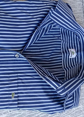 Lacoste Mavi Çizgili Kısa Kollu Erkek Gömlek - Görsel 9