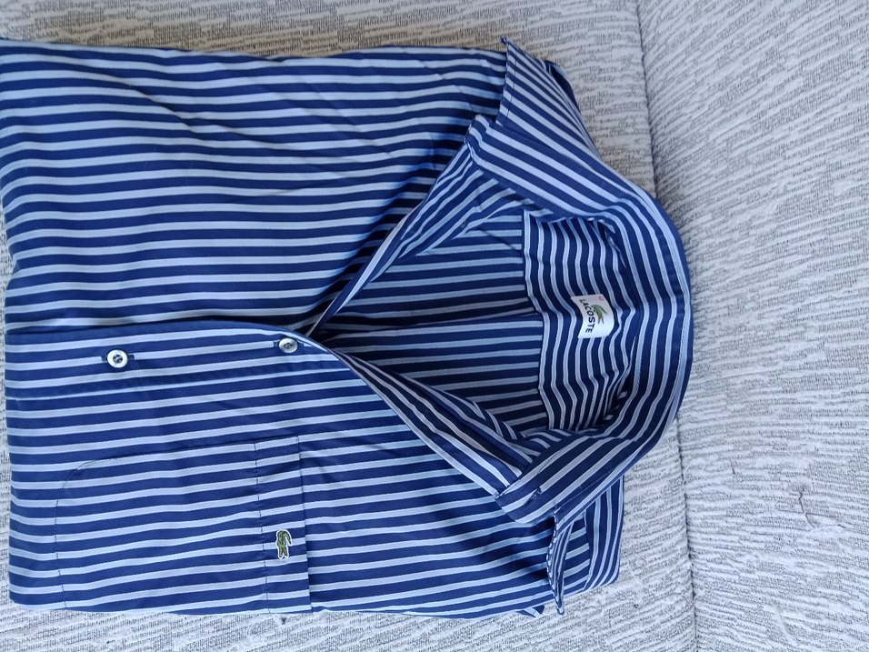 Lacoste Mavi Çizgili Kısa Kollu Erkek Gömlek - Görsel 5