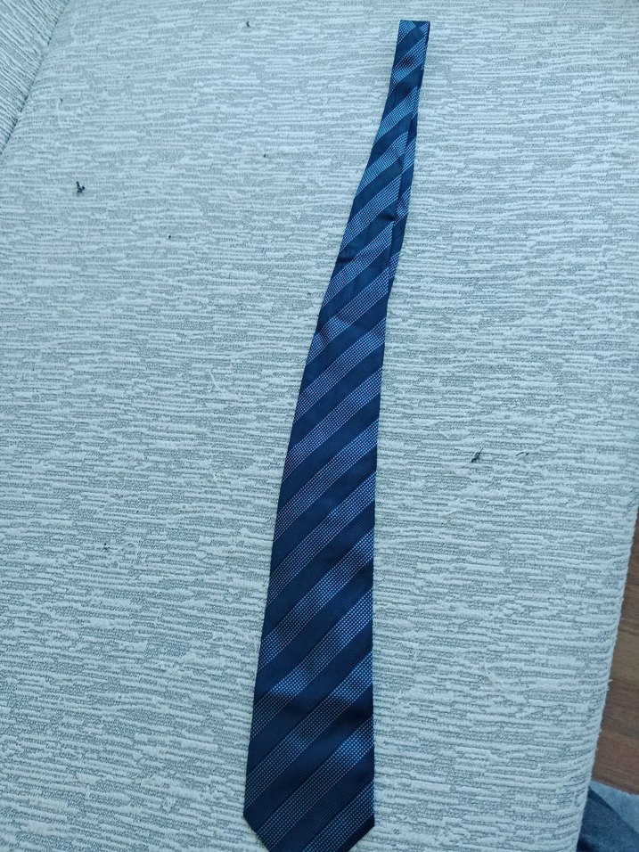 Erkek Mavi Çizgili Kravat ABBATE - Görsel 4