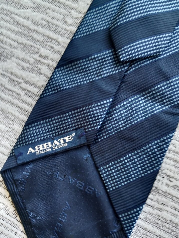 Erkek Mavi Çizgili Kravat ABBATE - Görsel 3