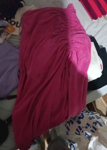 Pembe Drapeli Midi Yırtmaçlı Etek - Görsel 4