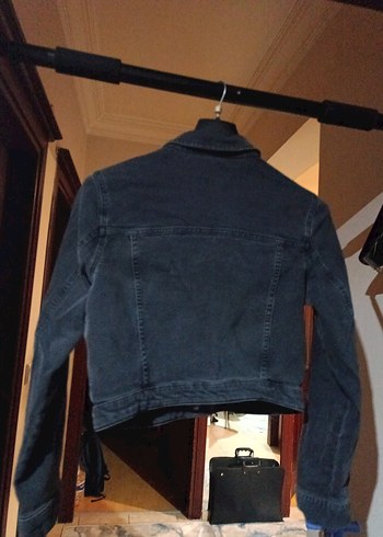 Düğmeli Siyah Kadın Kot Ceket - Görsel 2