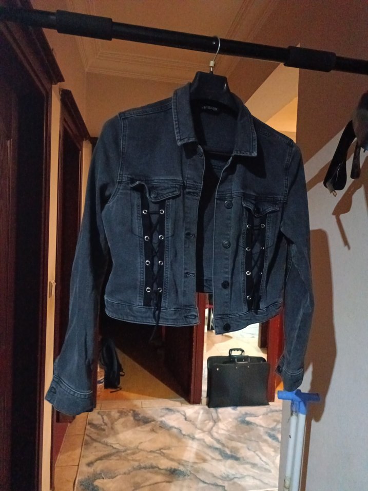 Düğmeli Siyah Kadın Kot Ceket - Görsel 3