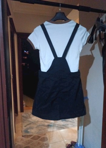 Siyah Düğmeli Denim Salopet Elbise - Görsel 3