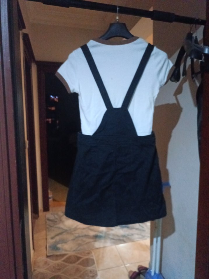 Siyah Düğmeli Denim Salopet Elbise - Görsel 3