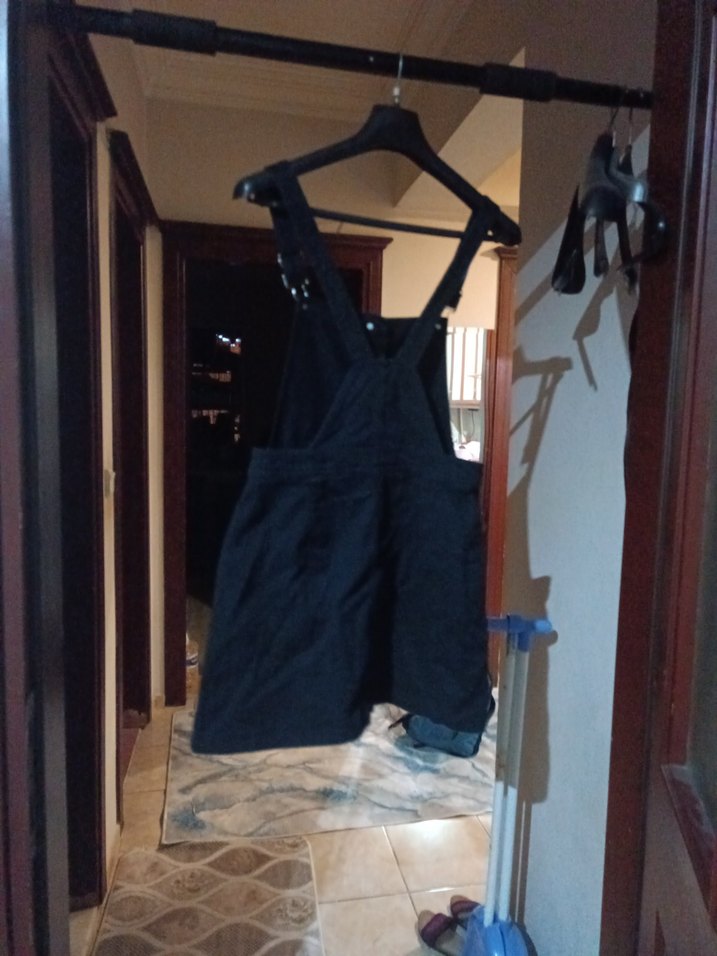 Siyah Düğmeli Denim Salopet Elbise - Görsel 4