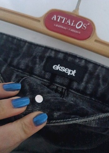 Düğmeli Gri Denim Midi Etek - Görsel 3