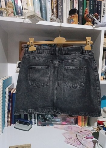 Düğmeli Gri Denim Midi Etek - Görsel 2