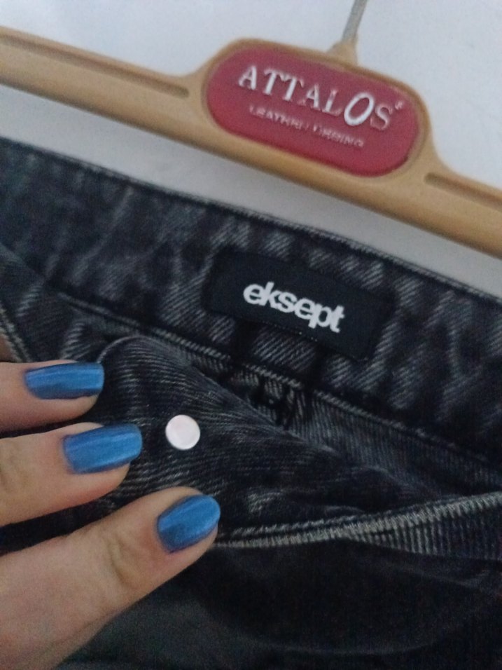 Düğmeli Gri Denim Midi Etek - Görsel 3