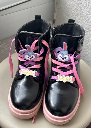 Pembe Tokalı Kız Çocuk Goth Botları - Görsel 6