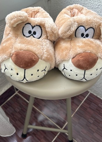 Kahverengi kız- Erkek Çocuk Sıcak Peluş Panduf - Görsel 6