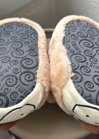 Kahverengi kız- Erkek Çocuk Sıcak Peluş Panduf - Görsel 5