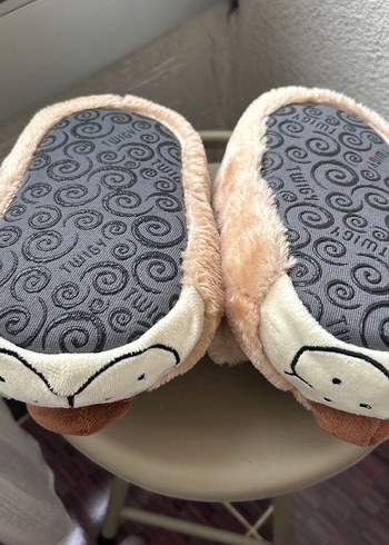 Kahverengi kız- Erkek Çocuk Sıcak Peluş Panduf - Görsel 4