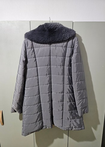 Gri Kürklü Kadın Kışlık Mont - Görsel 4