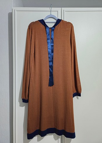 Kahverengi Uzun Kollu Triko Elbise - Görsel 2