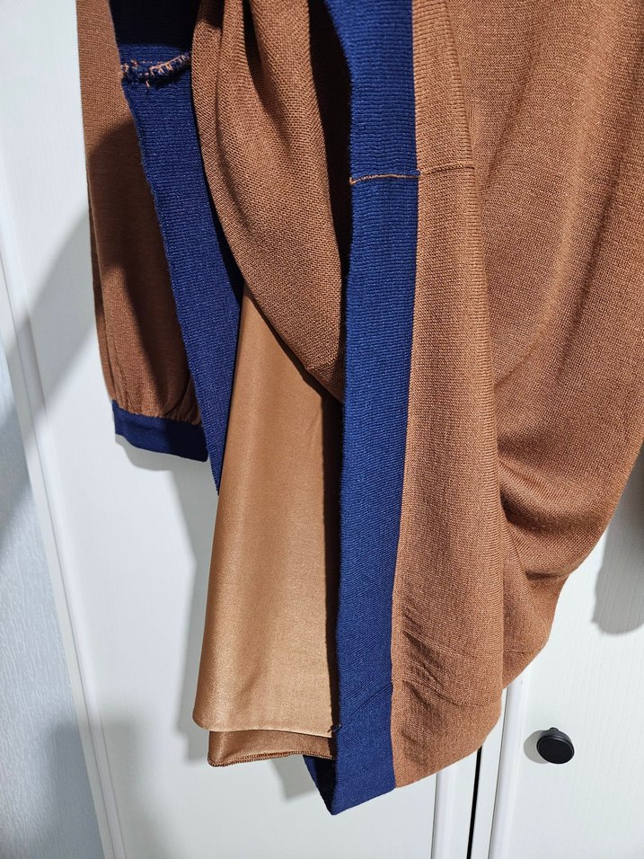 Kahverengi Uzun Kollu Triko Elbise - Görsel 3