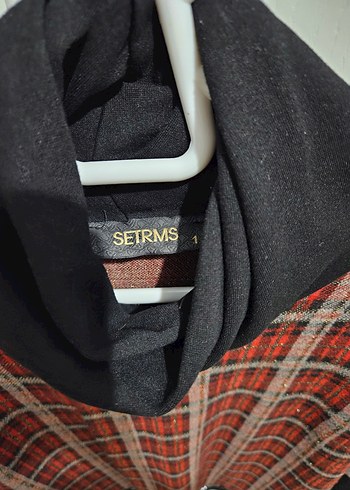 ekoseli kırmızı renk uzun kollu bluz Setrms - Görsel 3