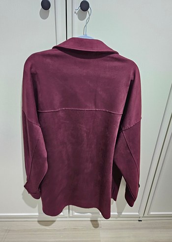 Bordo Süet Düğmeli Salaş Kadın Gömlek - Görsel 2