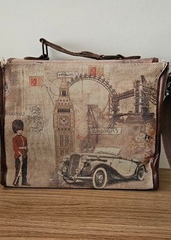 Vintage Baskılı Deri Kadın Çanta - Görsel 3