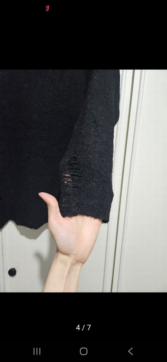 Siyah V Yakalı Örgü Kadın Kazak - Görsel 5